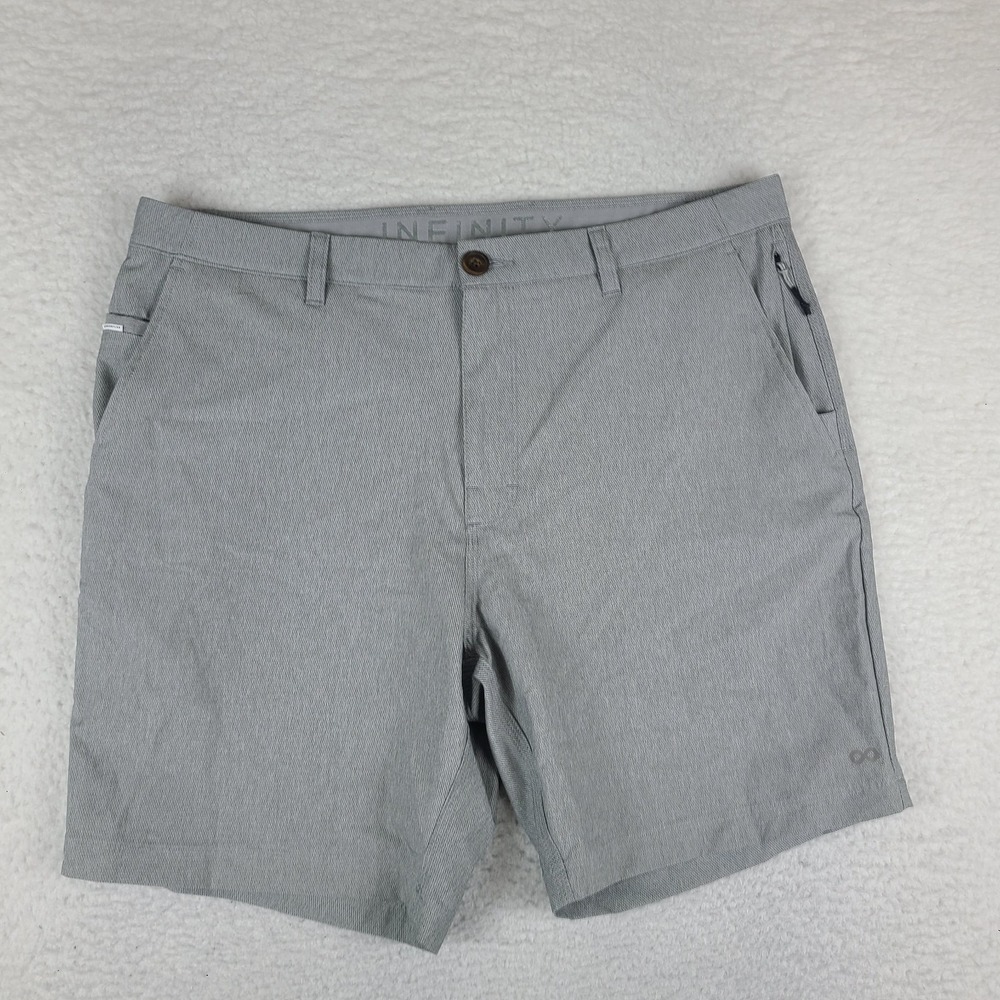 INFINITY Linearflex Shorts Mens 36 Gray 8" Inseam Hybrid Chino Performance Golf